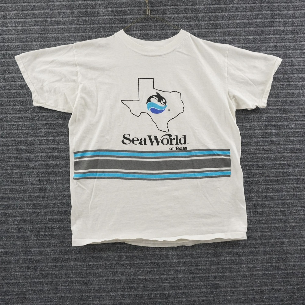 Vintage 90s Champion SeaWorld of Texas T-Shirt Mens Large White Graphic Tee